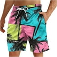 thumbnail image 2 of Dovford Men's Hawaiian Beach Shorts Casual Lightweight Drawstring Quick Dry Holiday Tropical Shorts with Pockets, 2 of 4