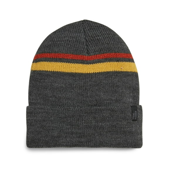 STEVE MADDEN Mens Gray Striped Acrylic Fitted Winter Beanie Hat Cap