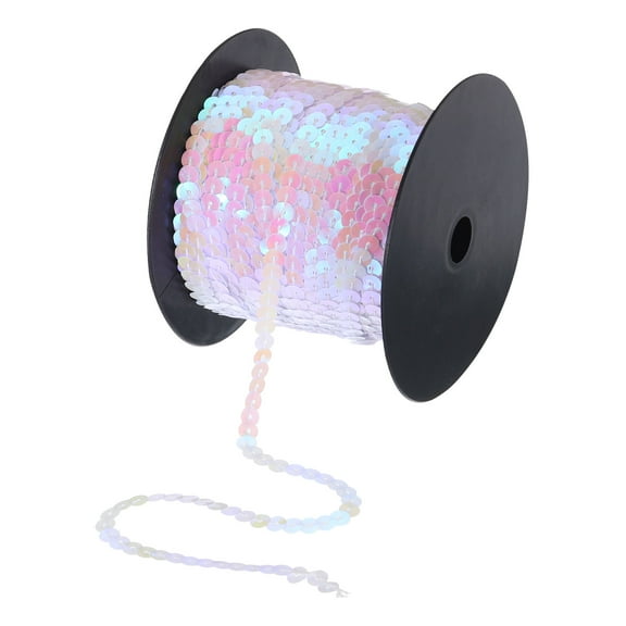 Uxcell 100 Yards x 0.24 Inch Flat Sequin Strip Laser Sequins Fabric Paillette Spangle Sequins Trim White Yellow