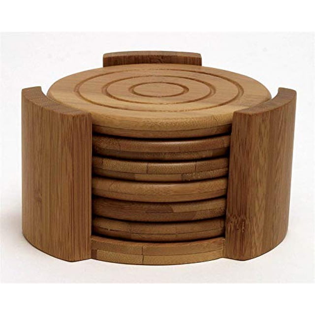 Lipper International sous-Verres Ronds en Bois de Bambou, Ensemble de 7 Pcs