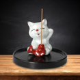 thumbnail image 3 of Mini bandeja de soporte para quemador de , estatua de animal lindo de cerámica para decoración de escritorio de oficina de salón de té de gato, 3 of 8