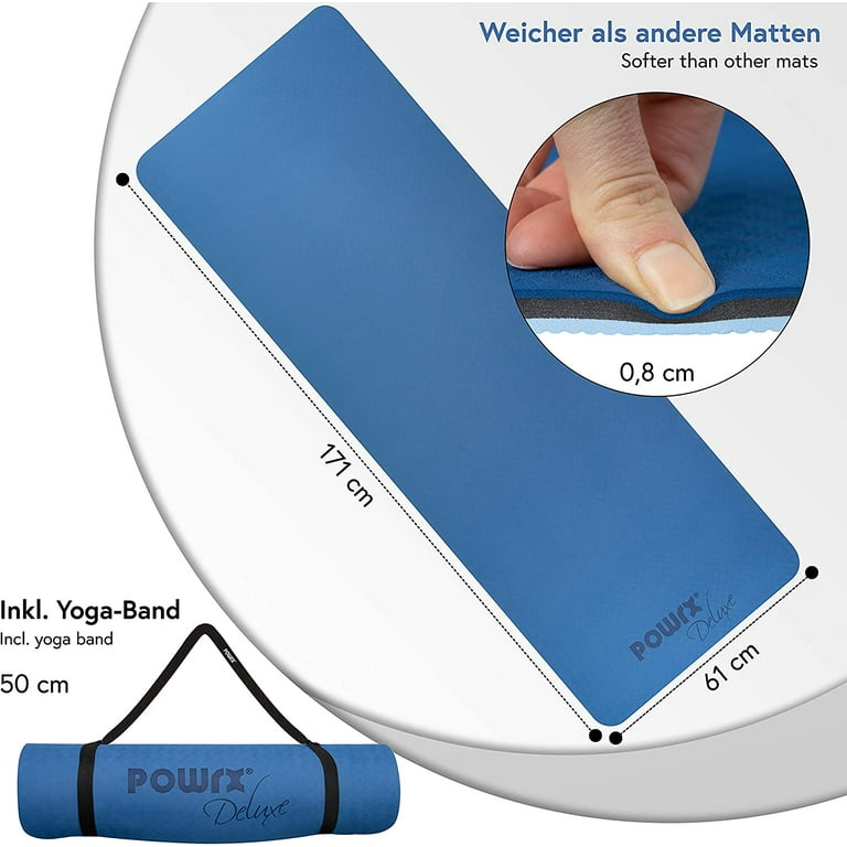 Powrx Yoga Mat 3-Layer Technology Incl Carrying Strap Bag Excersize Mat 