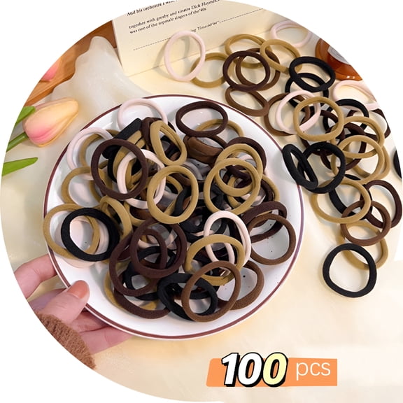 VANIDO 100pcs Hair Ties for Women Thin Hair Seamless Ponytail Holders High Elasticity No Damage Hair Bands Colored Hair Ties for Girls Accessories