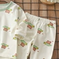 thumbnail image 4 of Gibobby Kids Girls Cartoon-Printed 2-Piece Outfit Crew-Neck Pullover Trousers Cotton Snug-Fit Winter Warm Lounge, CuteBunny Print Pajamas,Light Green,3-4 Years, 4 of 6