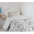 thumbnail image 3 of Ambesonne Black and White Quilted Bedspread Set 2 Pcs, Petal Spring Dots, Twin Size, Black White, 3 of 5