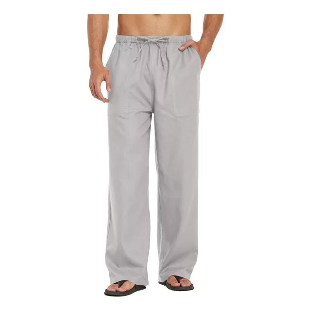 Pants Para Hombre Suelto De Lino Pantalóns De Casual Ligero