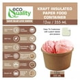 thumbnail image 2 of EcoQuality [25 Pack] 12 oz Disposable Kraft Paper Soup Containers - Half Pint Ice Cream Containers, Frozen Yogurt Cups, Restaurant, Microwavable, Take Out, Food Storage, Recyclable, 2 of 9