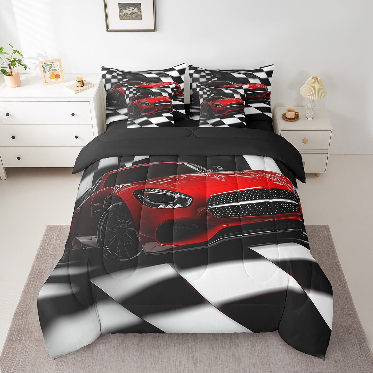 Boys Race Car Twin Bed In A Bag Set With Sheets Kids Racing Car