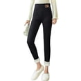 thumbnail image 1 of Gibobby pantalones mujer Pantalones térmicos de invierno para mujer, informales, sólidos, cálidos, elásticos, de cintura alta, capris térmicos, pantalones de entrenamiento (Negro, S), 1 of 5