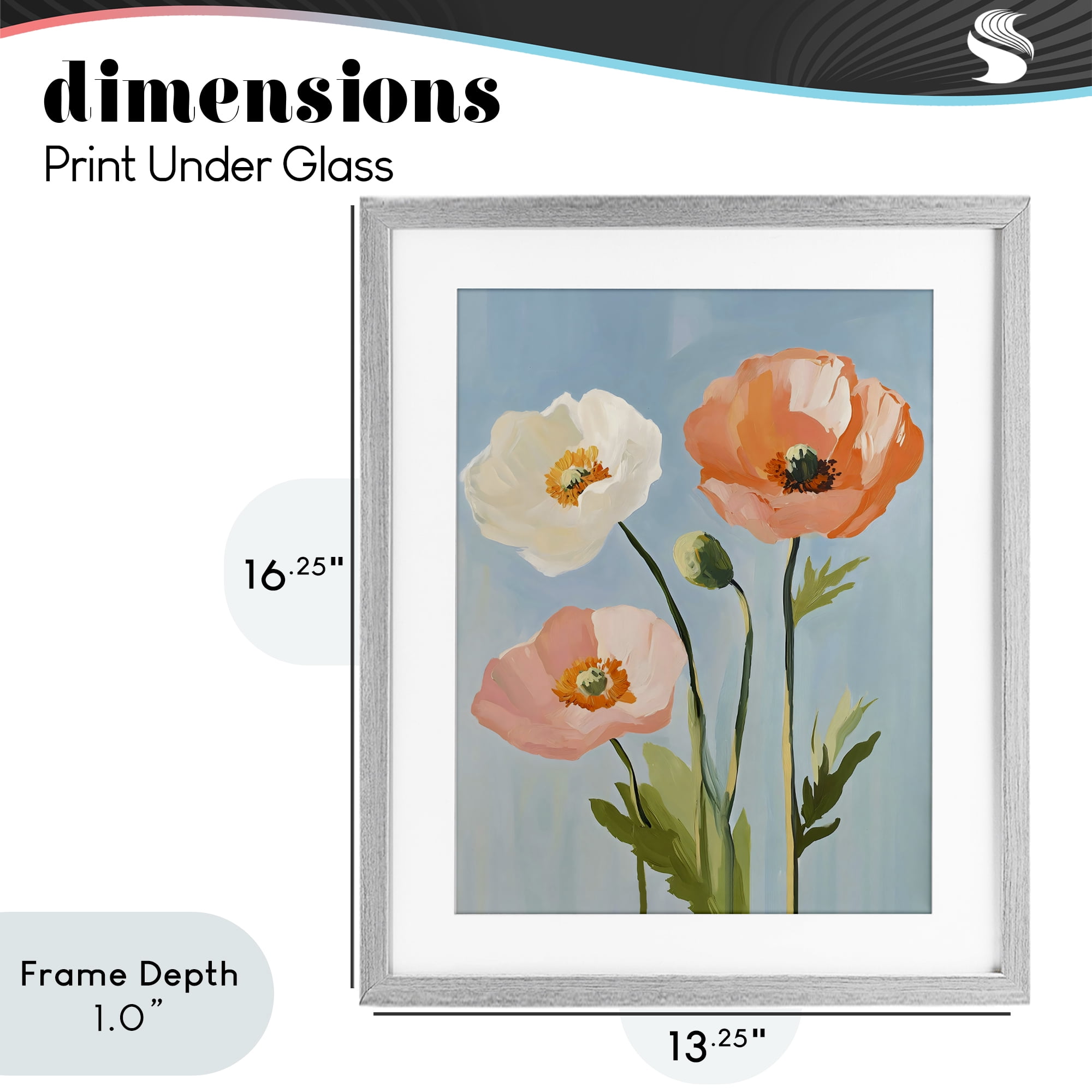 Stupell Industries Pastel Poppy Blooming Trio Gray Framed Print Under Glass, design by The Prints Vibe