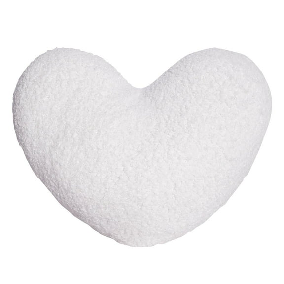 Fiaya Women Soft Heart Shaped Pillow, 1pc Plush Cute Heart Cushion, 9.4x8.7inch Fluffy Throw Pillow Decorative Back Cushions for Bed Sofa Valentine's Day Gifts (White)
