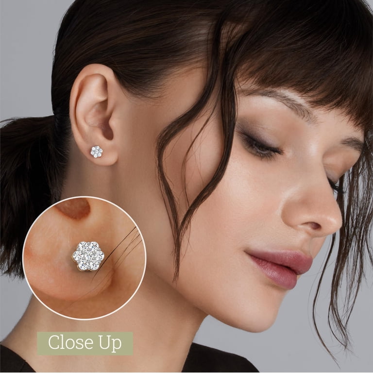 Gilded Lab-Grown Diamond Stud Earrings, 14K Gold Plated photo 3