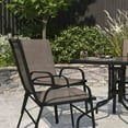 thumbnail image 3 of Merrick Lane Set of 4 Metal Stacking Patio Chairs with Brown Flex Comfort Material, 3 of 14