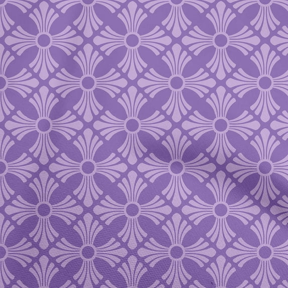 oneOone Cotton Poplin Purple Fabric Asian Block Floral Craft Projects Decor Fabric Printed By The Yard 42 Inch Wide