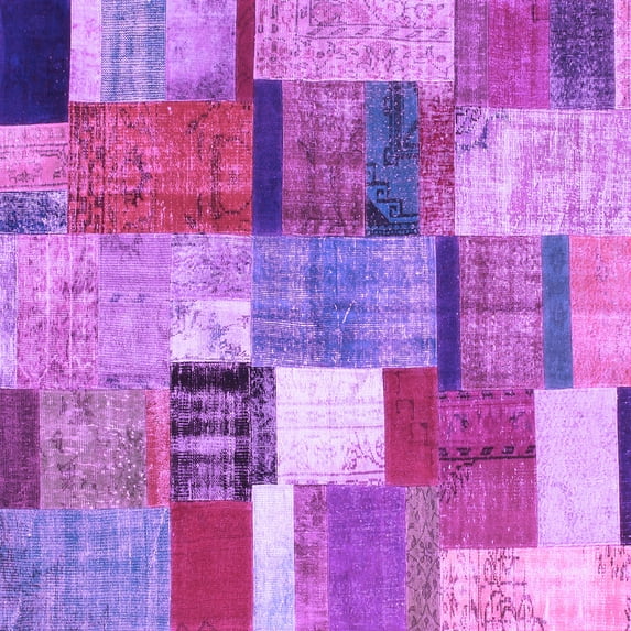 Ahgly Company Indoor Square Patchwork Purple Transitional Area Rugs, 6' Square