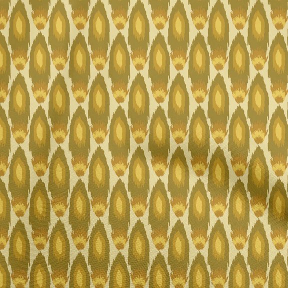 oneOone Cotton Flex Dark Mustard Fabric Ikat Sewing Fabric By The Yard Printed Diy Clothing Sewing Supplies 40 Inch Wide