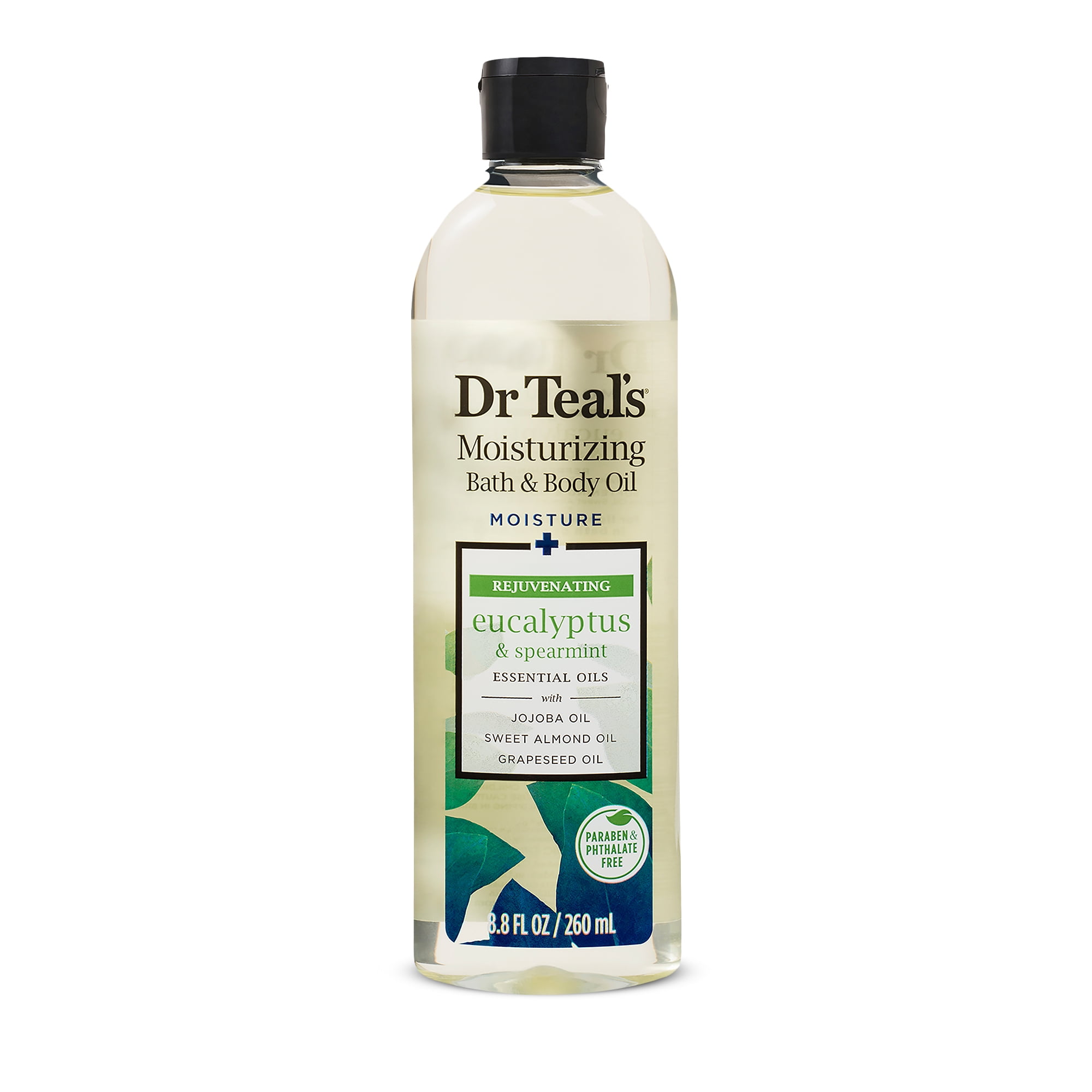 Dr Teal's Bath & Body Oil, Moisture + Rejuvenating Eucalyptus & Spearmint Essential Oils, 8.8 fl oz.
