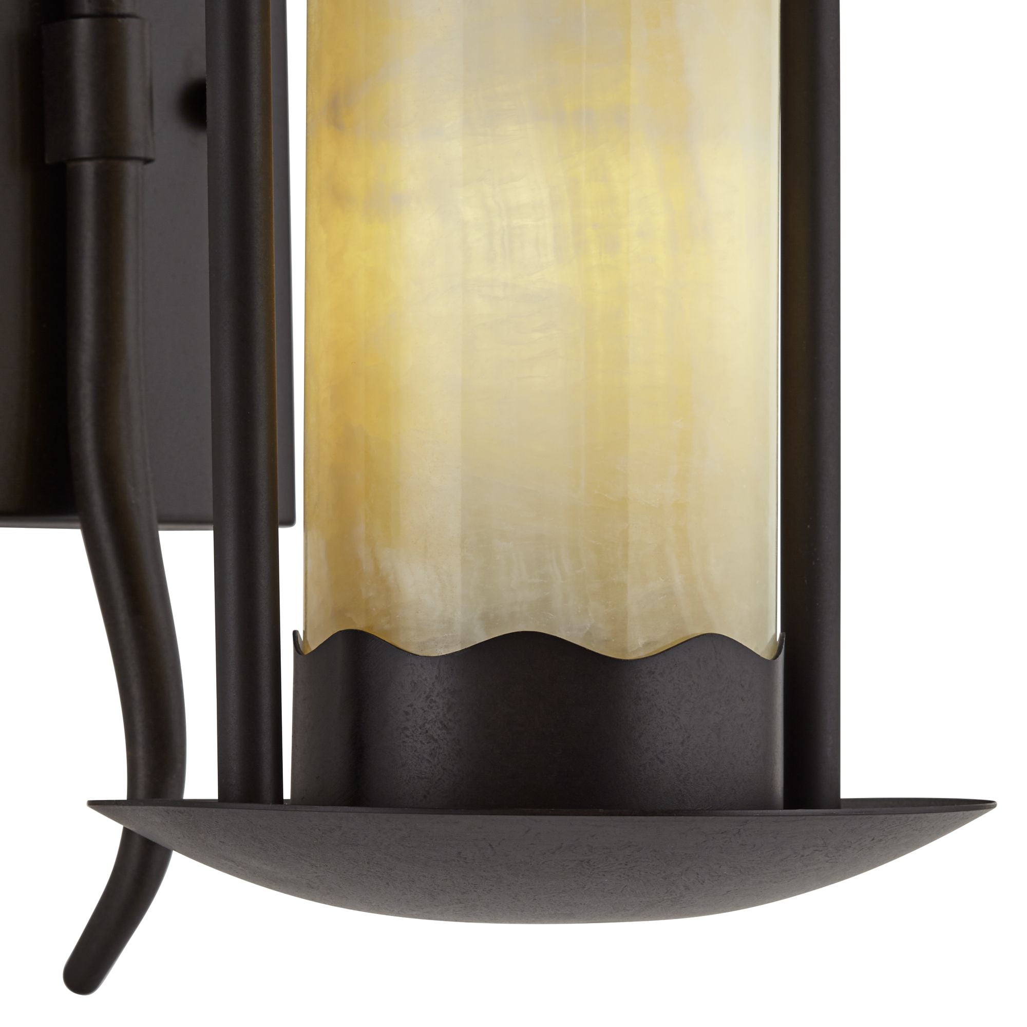 Franklin Iron Works Hanging Onyx Rustic Wall Light Sconce Espresso Bronze Hardwire 6 1/2" Fixture Faux Candle Glass Shade for Bedroom Bathroom Vanity