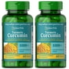 Puritan's Pride Turmeric Curcumin 1000mg with Bioperine 5mg 60 Raid Release Capsules (2 PACK)