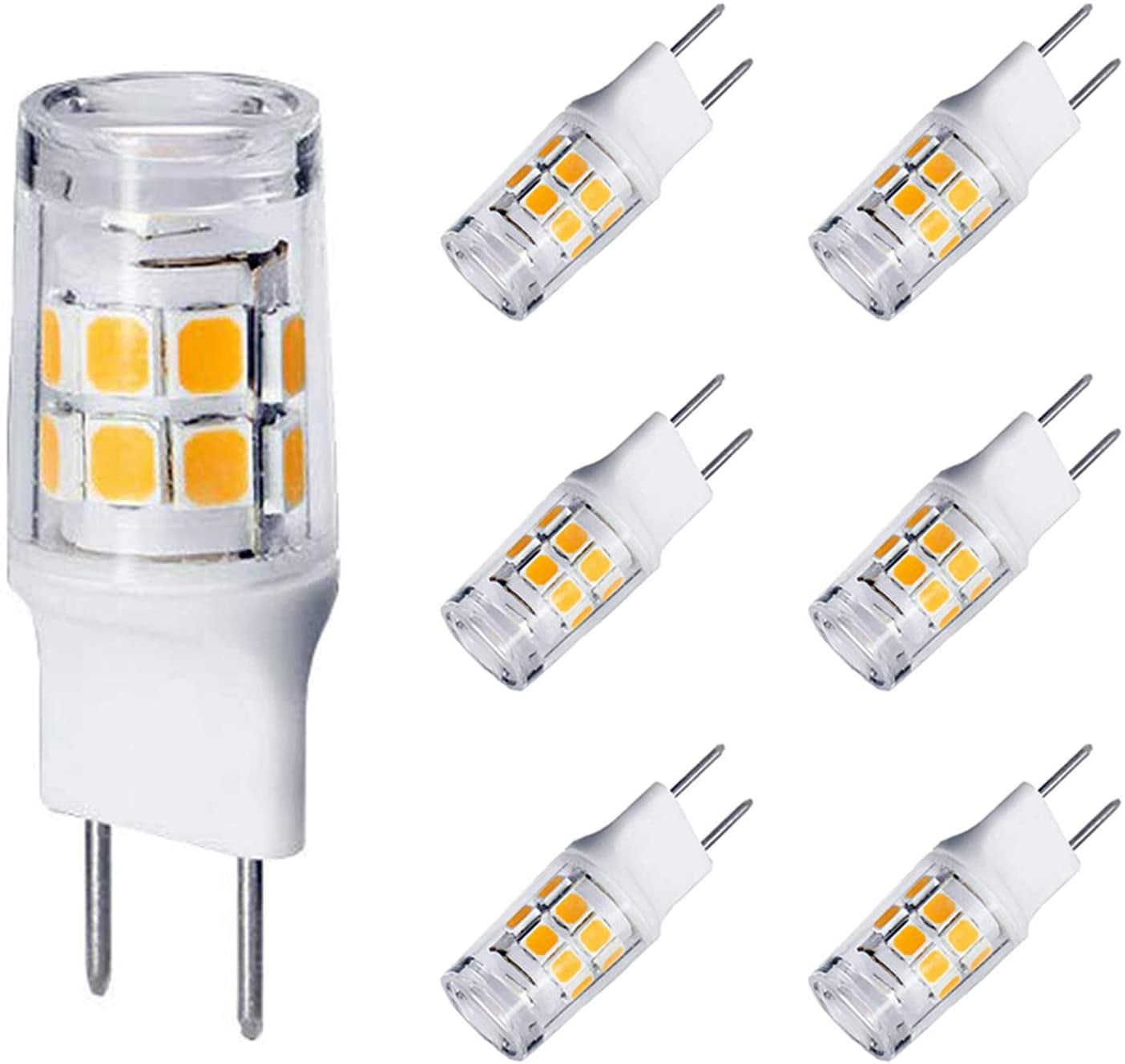G8 LED Bulb Dimmable Under Counter Light Warm White 3000K GE Microwave Oven 6 Pack 120V Mini Bi-Pin LED Puck Light Bulbs for Under Cabinet 20-25W T4 JCD Type G8 Base Halogens Replacement