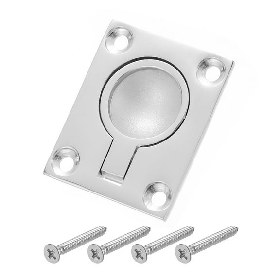 Flush Ring Pull Handle, 1Pcs - 316 Stainless Steel Square Recessed Door Pull, Hidden Door Latch for Yacht Hatch