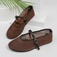 thumbnail image 5 of Lenago Mesh Ballet Flats for Women Mesh Flats Buckle Strap Mary Jane Ballerina Flats Slip On Casual Breathable Ballerina Shoes Summer Fashion Brown Size-7.5, 5 of 9