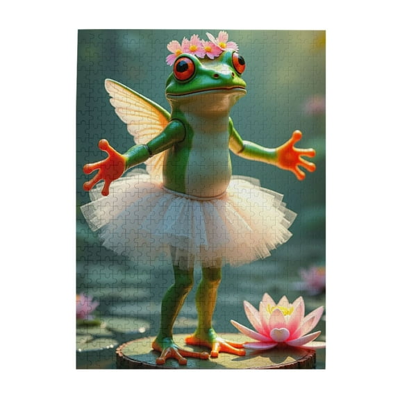 500 Piece Ballerina Frog Jigsaw Puzzle For Adults Charming Fairy Frog Artwork Challenging & Relaxing Puzzle Game Unique Home Decor Great Gift Idea