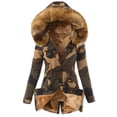 thumbnail image 3 of Chaqueta de algodón de otoño e invierno para mujer con cuello de piel y cordón, abrigo de camuflaje, chaqueta de algodón cálida para mujer, 3 of 5
