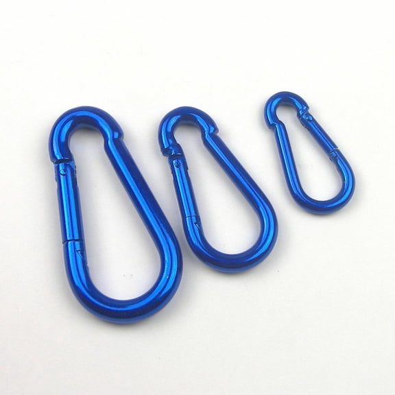 10 Pc Set - Blue Coated Satin Finish Spring Snap Hook Carabiner - 1/4"