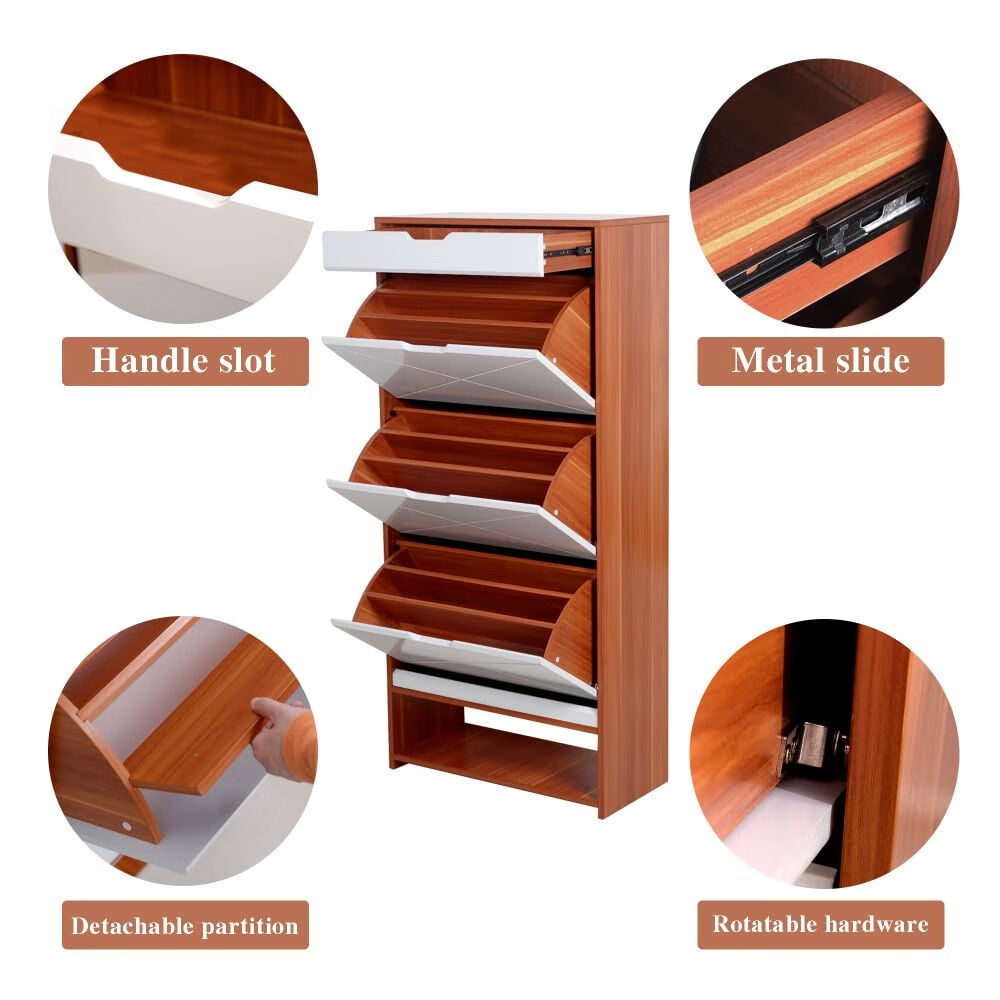 DEYAOPUPU Shoe Cabinet with Drawers and Sliding Doors,5-Tier Free Standing  Shoe Rack for Entryway,Modern Shoe Storage Organizer