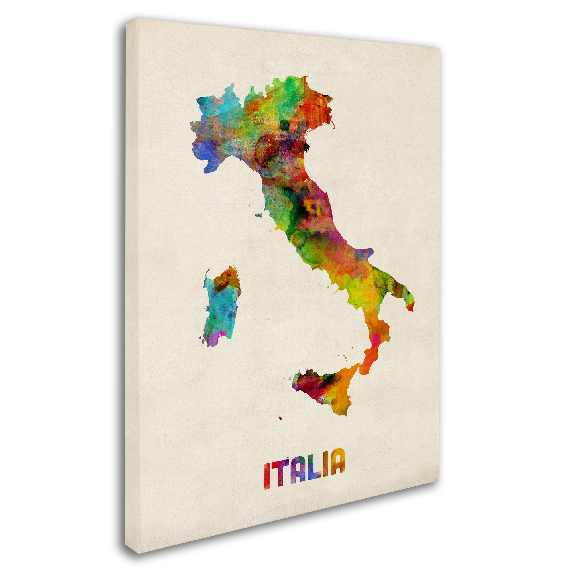 Trademark Fine Art "Italy Watercolor Map" Canvas Art by Michael Tompsett