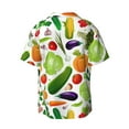 thumbnail image 5 of Uemuo Vegetables2 Pattern Cotton Linen Short Sleeve Shirts,Casual Lightweight Button Down Shirts,Vacation Beach Summer Tops-Large, 5 of 7