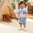 thumbnail image 4 of Xudanell Toddler Boy Clothes Color Block T Shirt Shorts Outfits Embroidered Active Short Pants Two Piece Set Sky Blue 3-4 Years, 4 of 8