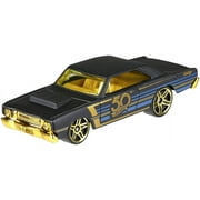 New 1:64 hot wheels 50th anniversary black & gold collection - bone shaker, twin mill, rodger dodger, dodge dart, impala & ford ranchero set of 6pcs diecast model car by hotwheels