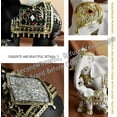 thumbnail image 3 of Elephant Statue African White Table Sculpture, Desktop Art Figures Great Gift Animal Figurines Home Décor, Crafts Decorations for Living Room Party Foyer (White-Elephant), 3 of 10