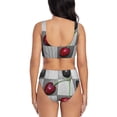 thumbnail image 3 of Rocae Cherries laid for Bikini Set for Women Two Piece Sexy High Swimsuits Split Crossover Bikini Large, 3 of 9
