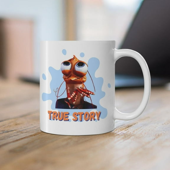 WestConfe Shark Tale Shrimp 'True Story' Monologue Mug - Funny Mug - Gifts for Her - Humour Mug - Gifts for Him - Novelty - TikTok Meme - 11oz Mug