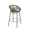 thumbnail image 5 of Bar Stools, Outdoor Barstools Set of 2, PE Wicker Seat and Backrest with Black Iron Frame, Ergonomic Counter Height Stools for Patio, Kitchen, or Bar in Green, 5 of 11