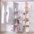 thumbnail image 3 of 2pcs 8 Pockets Hanging Purse Handbag Organizer Clear Hanging Shelf Bag Collection Storage (Pink*2), 3 of 7