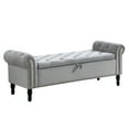 thumbnail image 6 of Aemeios 67" Velvet Storage Bench Upholstered Button-Tufted End of Bed Storage Ottoman Benches with Arms for Entryway Cloakroom, Gray, 6 of 10