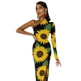 thumbnail image 5 of Robe Maxi Tournesol et Feuille une Épaule Design Floral Club de Nuit Robe Moulante Automne Style Rue Longues Robes Vêtements Femmes, 5 of 5