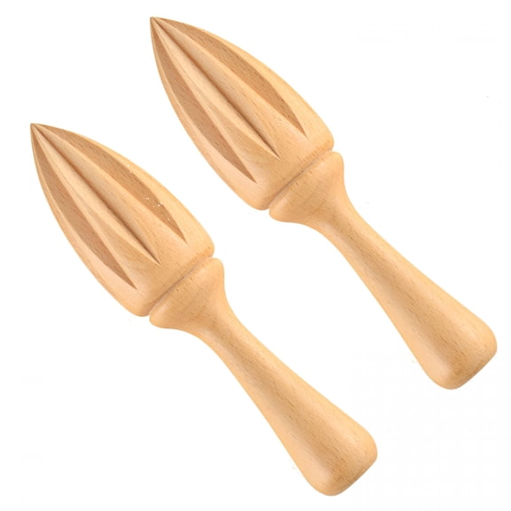 CURYMAY 2 Pcs Wooden Citrus Reamer Lemon Hand Juicer Beech Wood Handheld Citrus Juicer Easy to Hold Kitchen Juicing Tool Manual Orange Lime Lemon Juice Reamer Extractor for Daily Home Bar Cafe