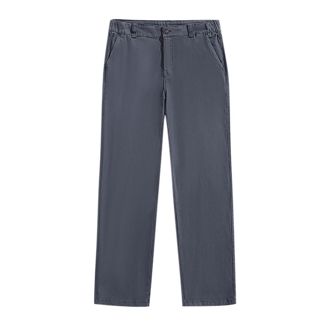 Zszcpp High Waisted Pants Men'S Button Pocket Long Simple Style Solid Color Elastic Business Pencil Trousers Casual Trouser