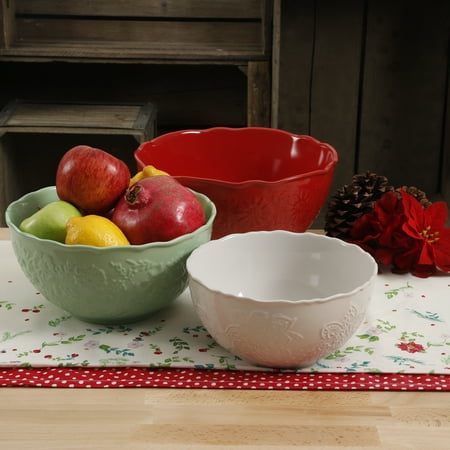 The Pioneer Woman Holiday 3-Piece Ceramic Serving Bowl Set