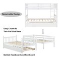 thumbnail image 6 of Twin Over Twin Bunk Bed, Solid Wood Twin Over Twin Bunk Bed with Twin Size Trundle, Convertible to Two Twin -Size Platform Bed, Bunk Bed with Safety Rail and Ladder for Kid Teen Adult, White, R7117, 6 of 7