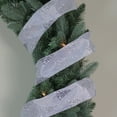 thumbnail image 2 of Northlight White and Shimmering Silver Christmas Tree Wired Craft Ribbon 2.5" x 16 Yards, 2 of 3