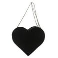 thumbnail image 1 of Heart Shaped Rhinestone Shoulder Bag Shiny PU Chain Purse Handbag (Black), 1 of 9