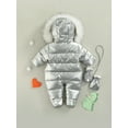 thumbnail image 4 of Qiylii Baby Winter Thicken Footed Bodysuit, Glossy Hooded Long Sleeves Romper with Gloves, 4 of 8