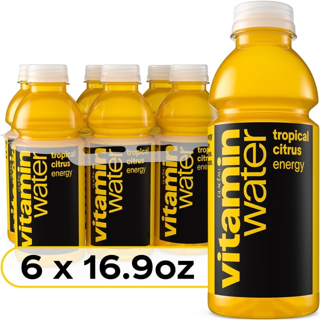vitaminwater Energy Bebida de Agua con Sabor a Cítricos Tropicales, 16.9 fl oz, Paquete de 6 Botellas