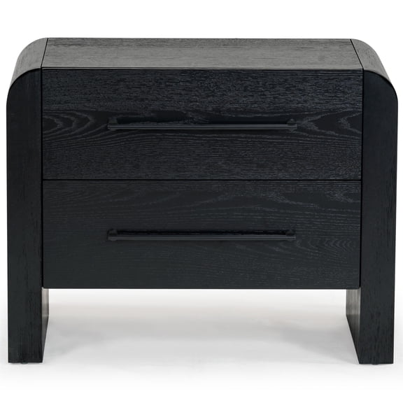 Safavieh Katrina Solid Wood 2 Drawer Nightstand in Black